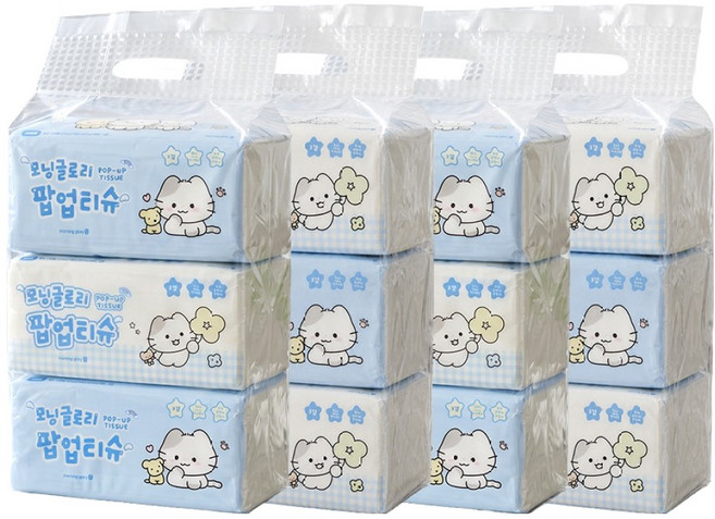 모닝글로리 팝업 티슈 3겹, 12개, 110개입