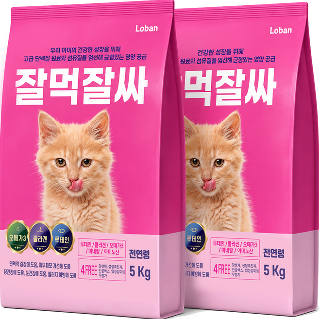 잘먹잘싸 전연령 고양이 대용량 사료, 가수분해 연어, 5kg, 2개