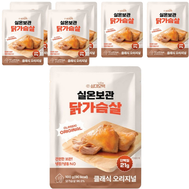 삼대오백 바로먹는 실온보관 닭가슴살 오리지널, 100g, 7개