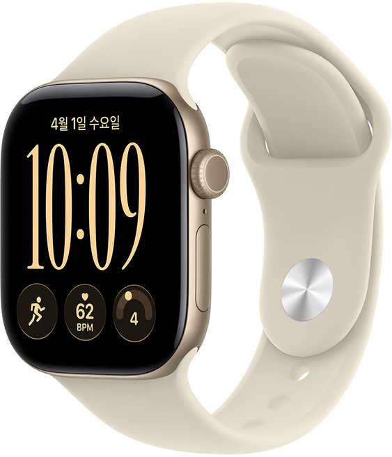 2위 - Apple 2026 애플워치 시리즈 12, 라이트 골드, 42mm, GPS, 알루미늄, 샌드 스포츠 밴드, 