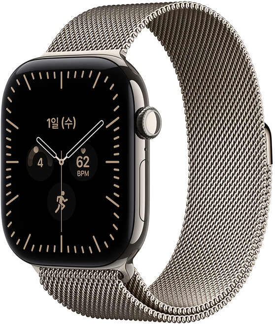 5위 - Apple 2026 애플워치 시리즈 12, 네츄럴, 46mm, GPS+Cellular, 티타늄, 네추럴 밀레