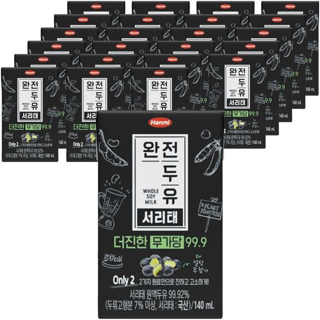 완전두유 더진한 서리태 무가당 99.9, 24개, 140ml