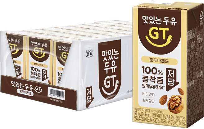 맛있는두유GT 호두아몬드, 24개, 190ml