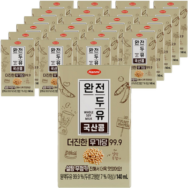 한미사이언스 완전두유 더진한 국산콩 무가당 99.9, 24개, 140ml