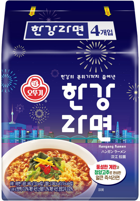 오뚜기 한강라면 110g, 4개