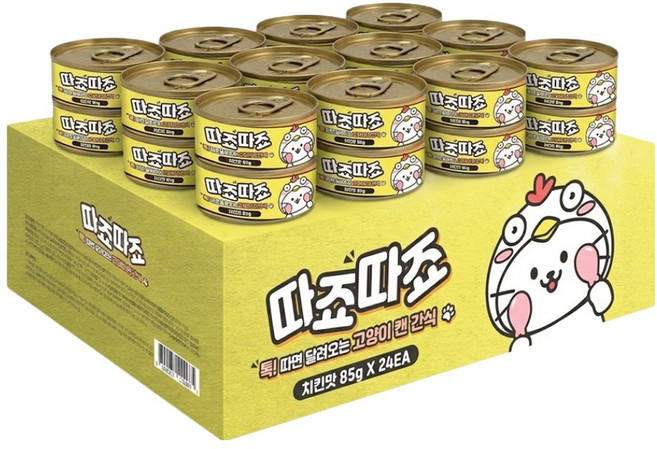 개밥세끼 고양이 따죠따죠 무스 간식캔, 85g, 24개, 치킨