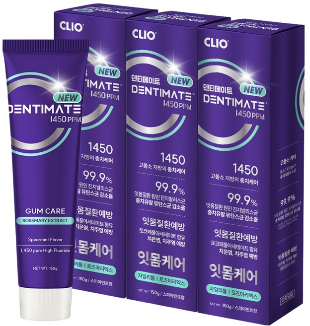 크리오 덴티메이트 고불소 1450 잇몸케어 치약, 150g, 3개