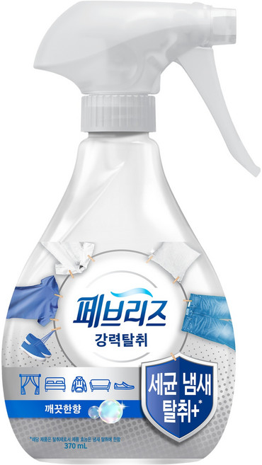 페브리즈 세균 냄새 탈취 플러스 섬유탈취제 깨끗한향 본품, 1개, 370ml