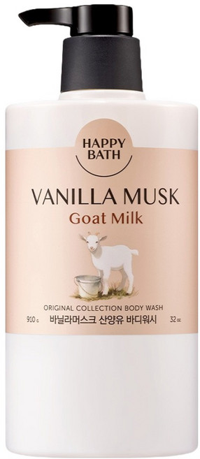 6위 - 해피바스 오리지널컬렉션 고보습 산양유 바디워시 바닐라 머스크향 910g, 1개, 910ml