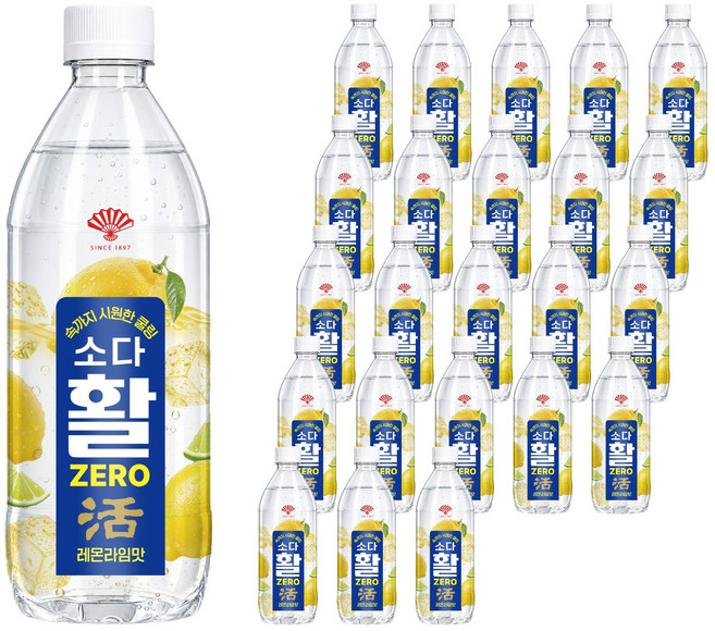 동화약품 소다활 제로 탄산음료 레몬라임맛, 24개, 500ml