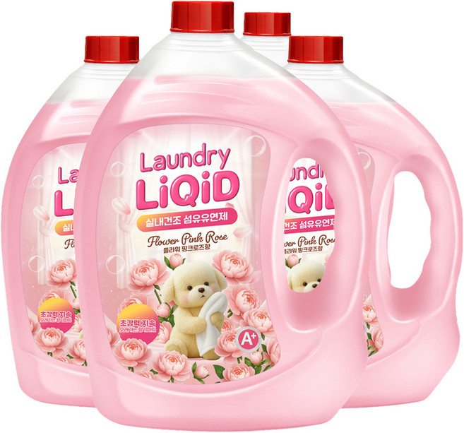 리퀴드 실내건조 섬유유연제 핑크로즈, 4개, 2.5L