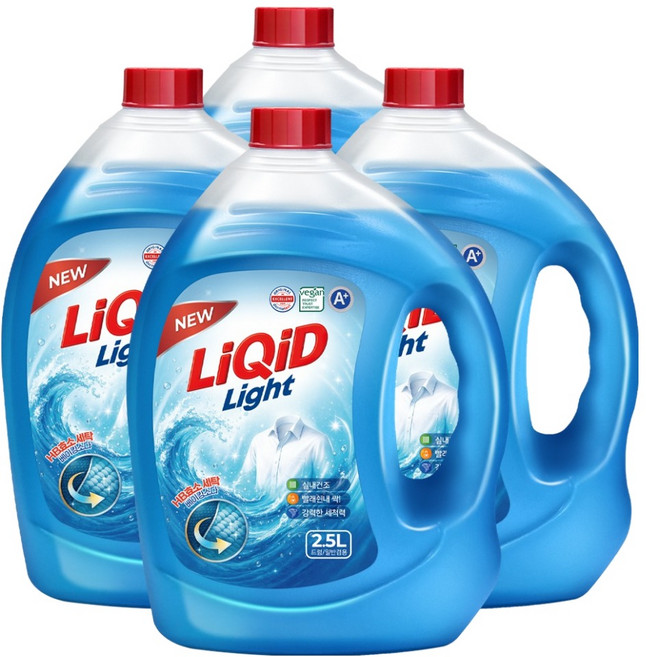 리퀴드 실내건조 중성 세탁 액체세제, 4개, 2.5L