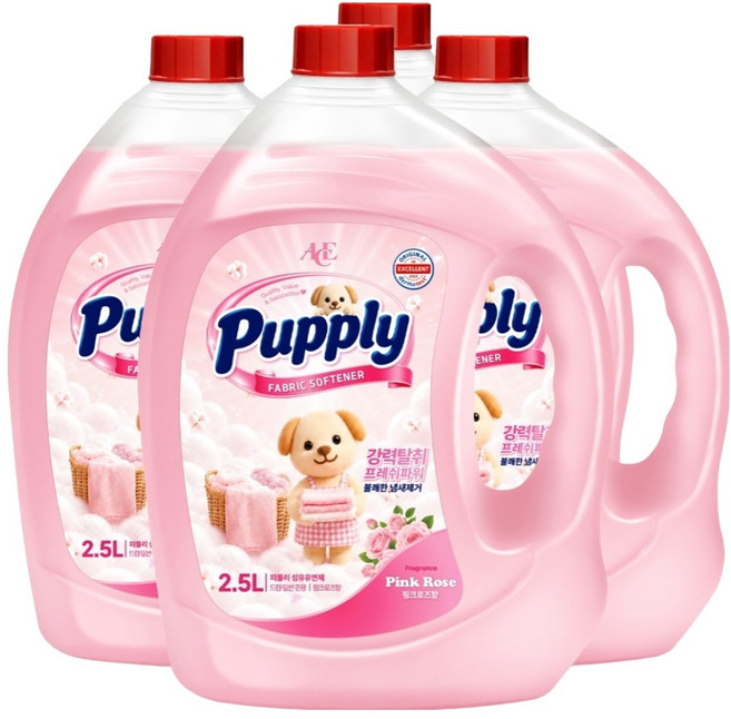 퍼플리 실내건조 고농축 섬유유연제 핑크로즈향 본품, 4개, 2.5L