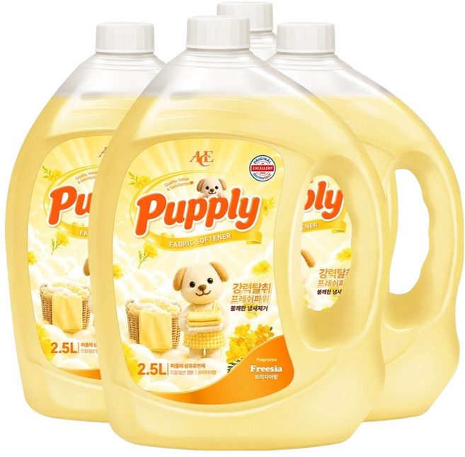 퍼플리 실내건조 고농축 프리지아 섬유유연제, 4개, 2.5L