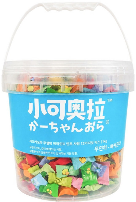 샤오커오라 무설탕 비타민C 민트 12가지맛 믹스 미니 대용량 과일 캔디 바스켓, 1kg, 1개