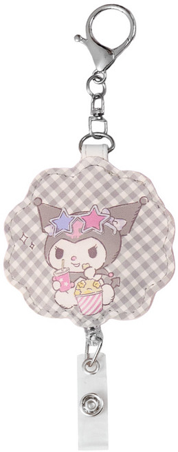 KUROMI 酷洛米 皮質伸縮證件扣 CA940-7, 酷洛米花邊 灰色, 1個