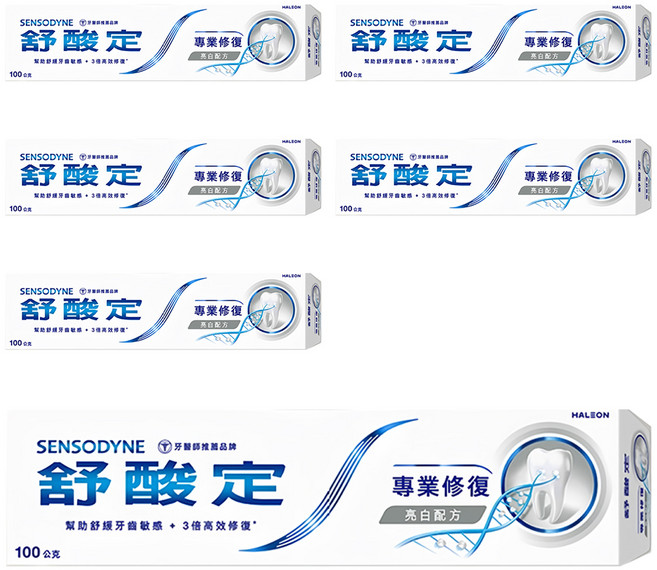 SENSODYNE 舒酸定 專業修復抗敏牙膏 亮白配方, 100g, 6條