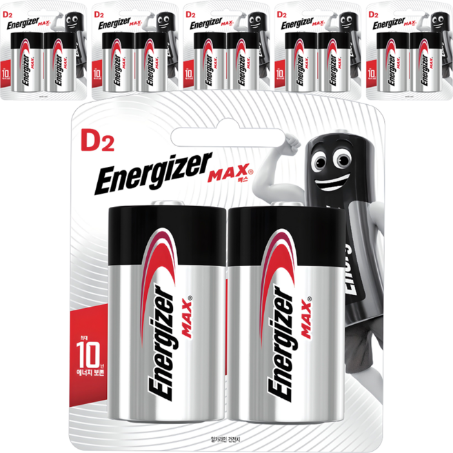 에너자이저 알카라인 맥스 D형 건전지, 2개입, 6개