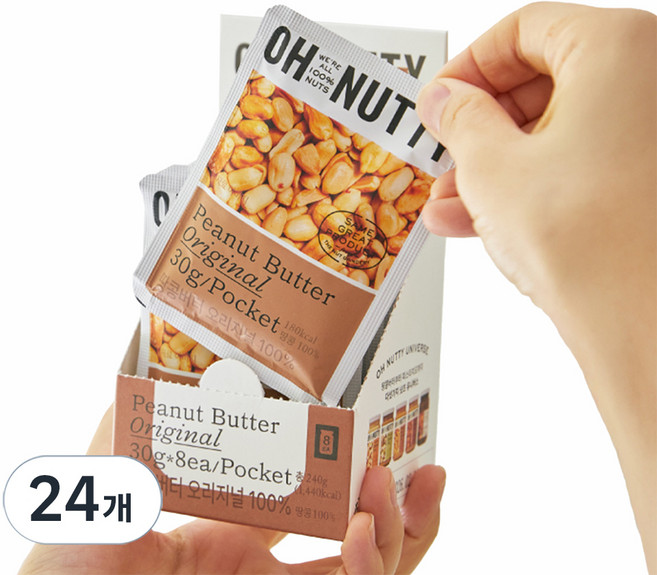 오넛티 포켓 땅콩버터 오리지널, 30g, 24개