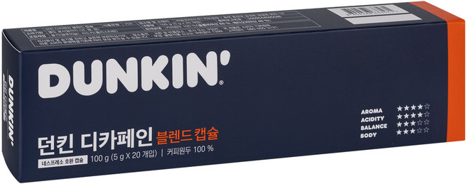 던킨도너츠 디카페인 블렌드 캡슐커피, 5g, 20개입, 1개