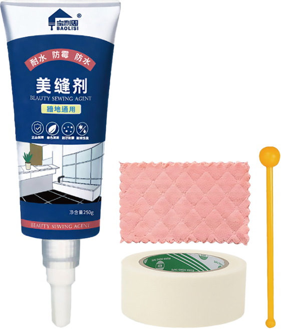 寶利思 磁磚修補美縫劑組 附美縫球 + 美縫貼10m + 擦拭布 閃亮黑, 1組