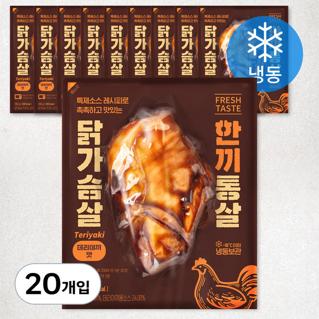 한끼통살 닭가슴살 데리야끼맛 (냉동), 100g, 1개입, 20개