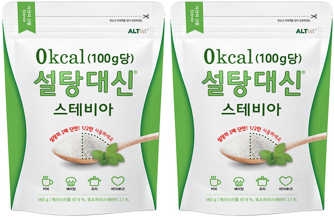 바이오믹스 설탕대신 스테비아 에리스리톨 설탕, 180g, 2개