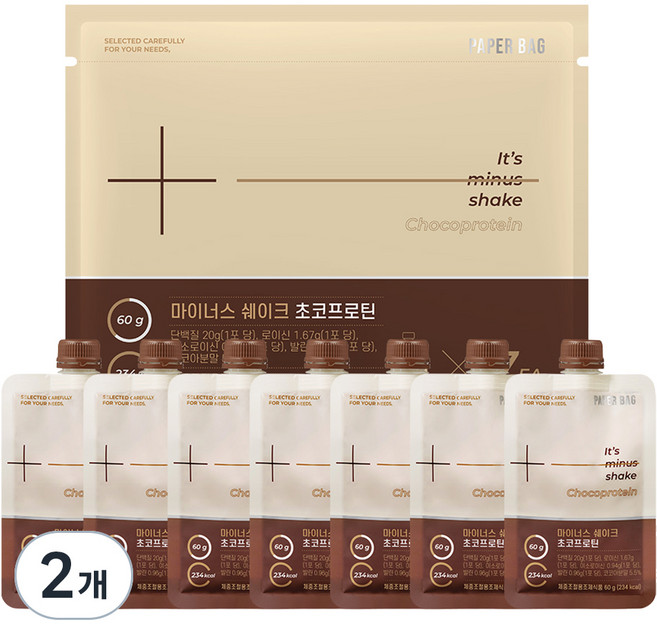 페이퍼백 초코프로틴 마이너스 쉐이크 7p, 420g, 2개