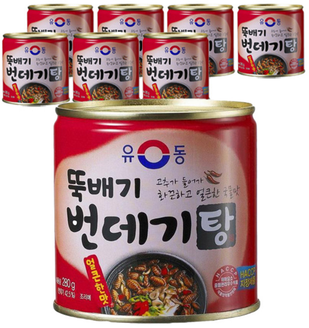 유동 뚝배기 번데기탕 얼큰한맛 통조림, 280g, 8개