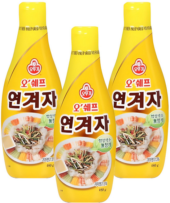 오뚜기 오쉐프 연겨자, 480g, 3개