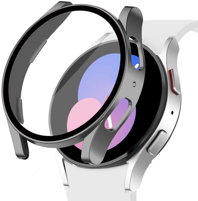 이츠라이프 갤럭시워치 강화유리 풀커버 액정보호 케이스, 티타늄그레이, 1개