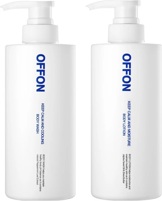 오프온 킵 캄 앤드 쿨링 바디워시 500g + 모이스처 바디로션 500ml, 1세트 - 쿠팡