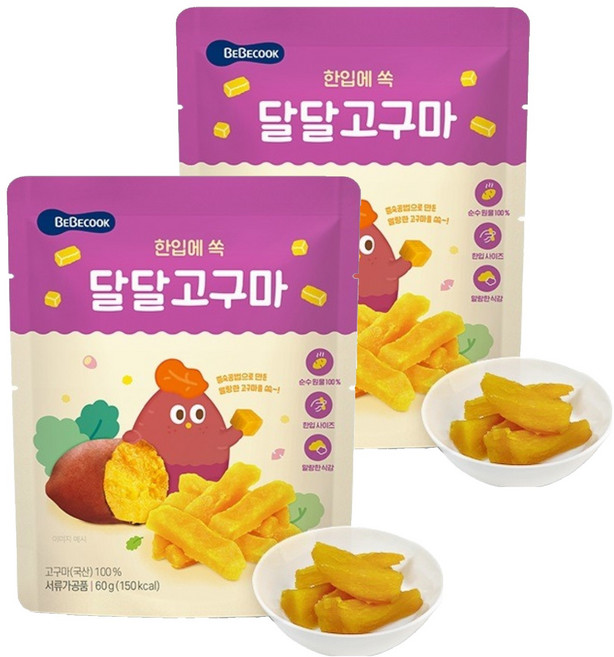 베베쿡 한입에 쏙 달달고구마, 60g, 2개
