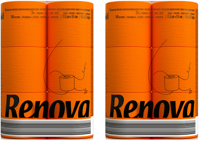 레노바 블랙라벨 컬러 티슈 Orange, 16.1m, 6롤, 2개