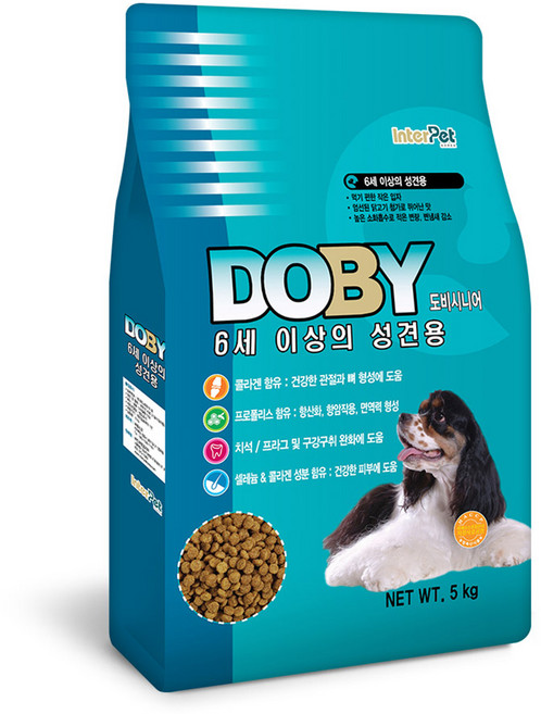 인터펫코리아 시니어 강아지 도비 건식사료, 닭, 5kg, 1개