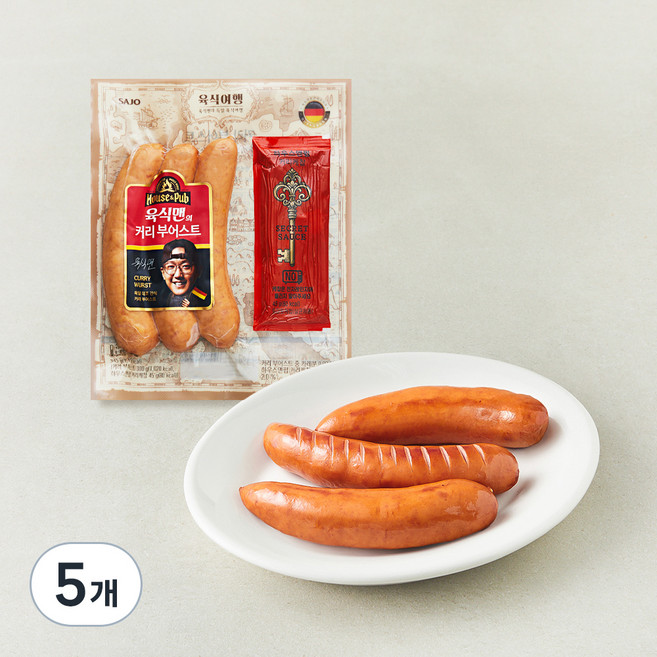 사조 하우스앤펍 커리부어스트 소시지, 345g, 5개