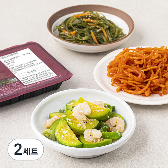 식도감 식감 좋은 반찬 알새우 애호박 볶음 120g + 미역줄기볶음 80g + 진미채 70g 세트, 2세트