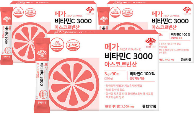 동화약품 메가 비타민C 3000 아스코르빈산, 270g, 3개