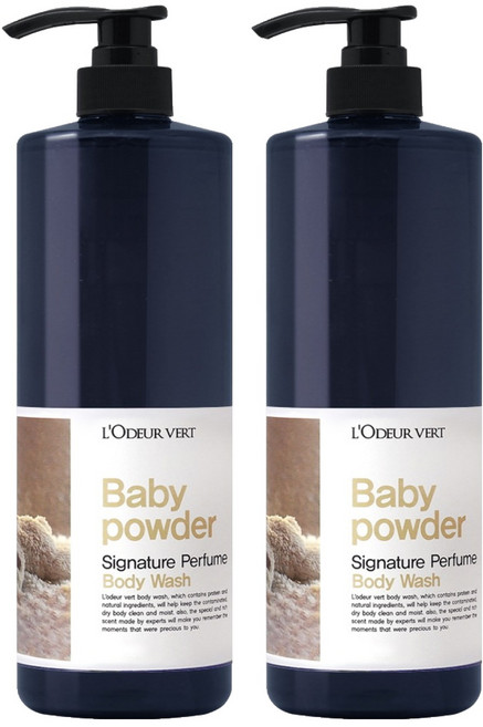 로더베르 시그니처 퍼퓸 바디워시 베이비파우더, 1kg, 2개
