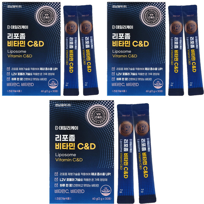경남제약 데일리케이 리포좀 비타민C&D 30포, 60g, 3개