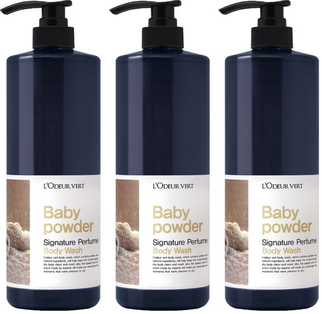 로더베르 시그니처 퍼퓸 바디워시 베이비파우더, 1kg, 3개