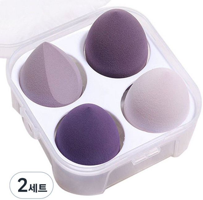 블루무역 에그 퍼프 4종 + 달걀 케이스, 라벤더, 2세트