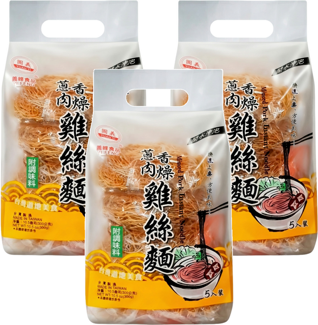 義峰食品 蔥香肉燥風味雞絲麵, 300g, 3袋