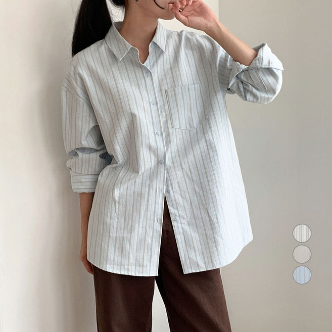 아피나르 여성용 스트라이프 옥스퍼드 셔츠