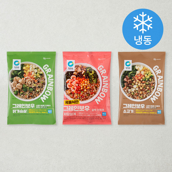 청정원 그레인보우 소고기 200g 2p + 닭가슴살 200g 2p + 갈릭쉬림프 200g 2p (냉동), 1.2kg, 1세트
