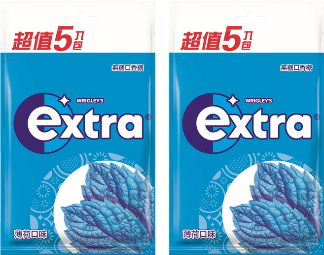 Extra 益齒達 潔淨無糖口香糖 薄荷口味, 140g, 2袋