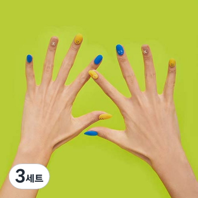 힙칙 네일드 잇 세미 큐어 젤 네일 스트립, 해피 바이브, 3세트