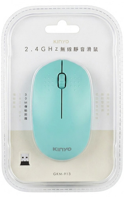 Kinyo 靜音 Wireless 滑鼠 綠色 1600 DPI GKM-913