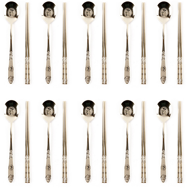 윌리브 국산 304스텐 복 티타늄 수저세트, 혼합색상, 숟가락 10p + 젓가락 10p, 1세트