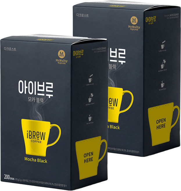 맥널티커피 아이브루 모카 블랙 원두커피믹스, 1g, 200개입, 2개